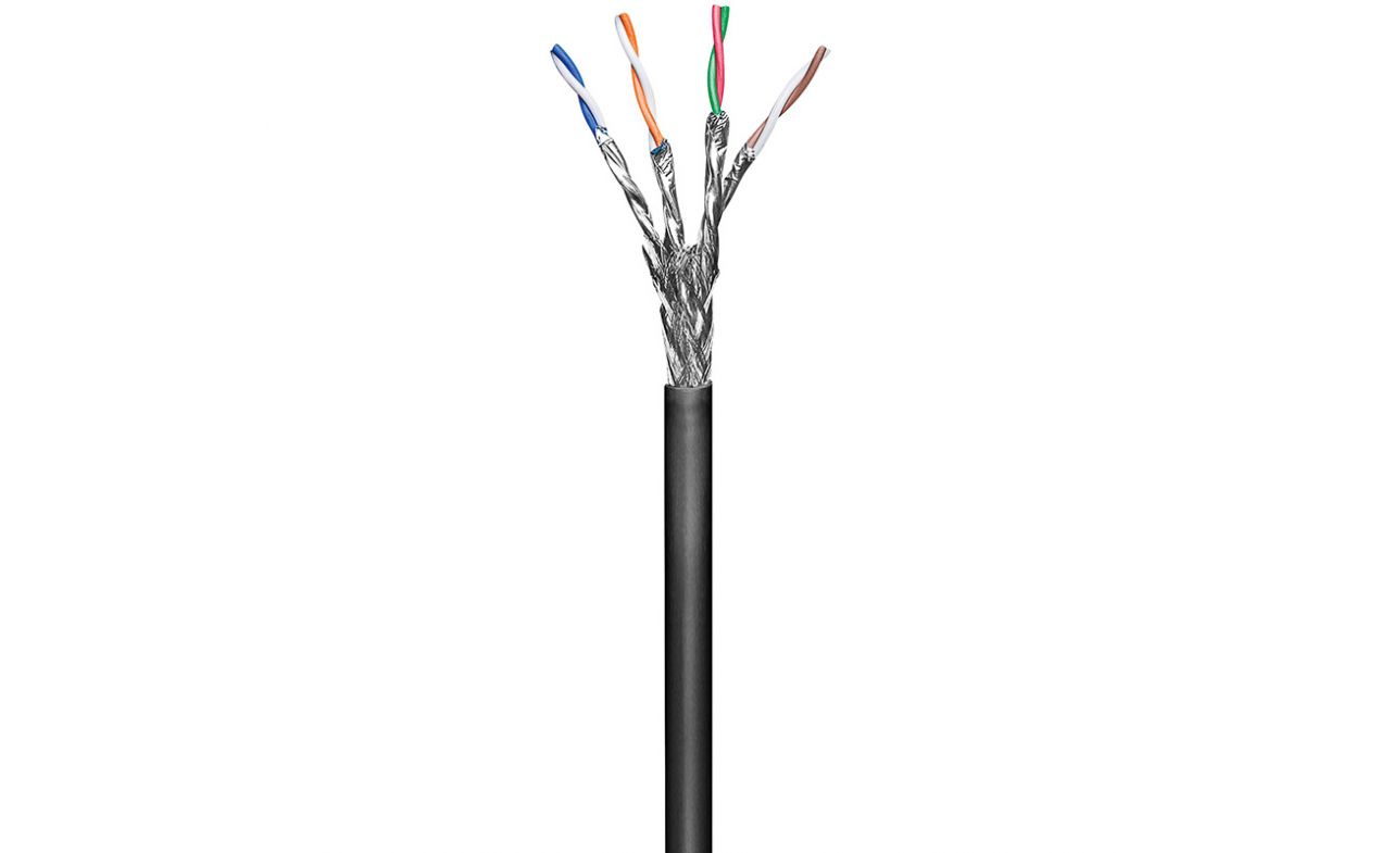 UTP kabel S/FTP, CAT. 6 (PUNI) crni, za vanjsku/unutrašnju uporabu 4x23 AWG