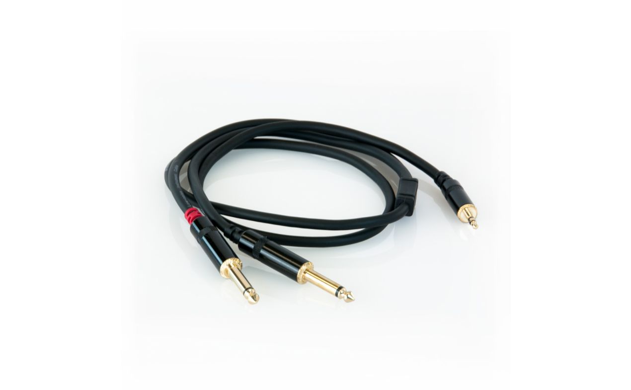 MA RCA381/3 audio kabel 2xJack 6.3mm mono + 1x stereo mini Jack 3.5mm /3m